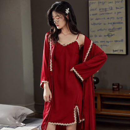 Lace Couple Matching Nightwear Set - Red - Women:2XL - image 4