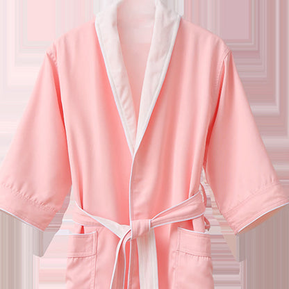 Minimalist Solid Color Pocket Child Bathrobe - image 5