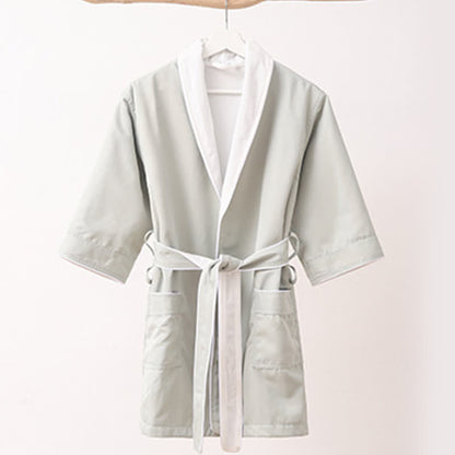 Minimalist Solid Color Pocket Child Bathrobe - Green - XL - image 8