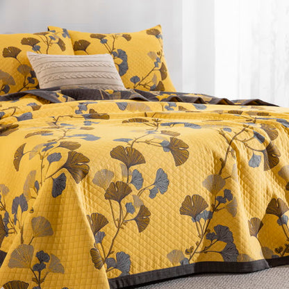 Ginkgo Leaf Natural Cotton Reversible Quilt - image 22