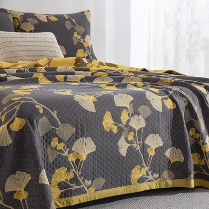 Ginkgo Leaf Natural Cotton Reversible Quilt - image 30