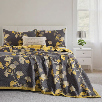 Ginkgo Leaf Natural Cotton Reversible Quilt - image 27
