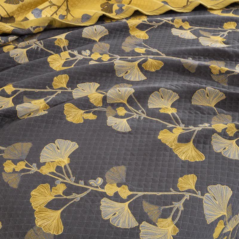 Ginkgo Leaf Natural Cotton Reversible Quilt - image 33