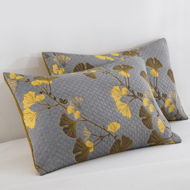 Ginkgo Leaf Natural Cotton Reversible Quilt - image 47