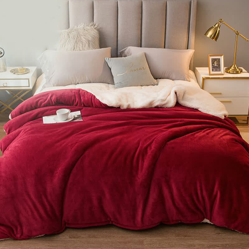 Solid Color Sherpa Duvet Cover Blanket - image 14