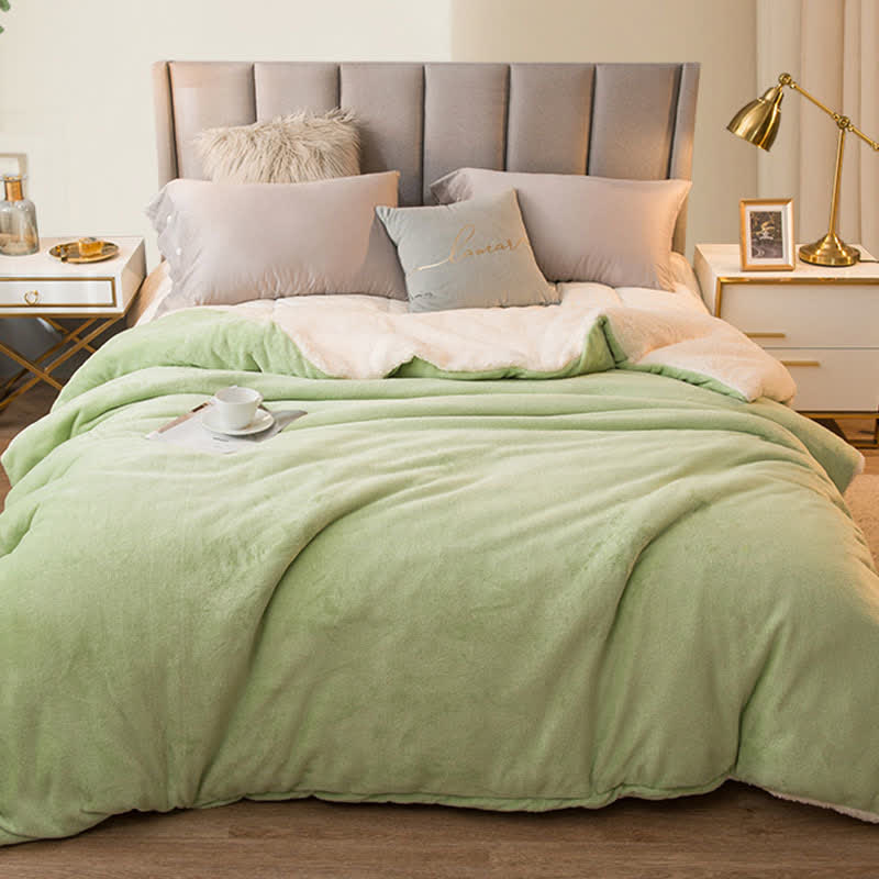 Solid Color Sherpa Duvet Cover Blanket - image 8