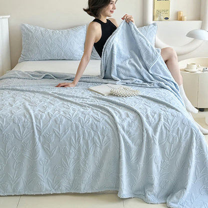 Faux Fur Tulip Textured Plush Blanket - image 11