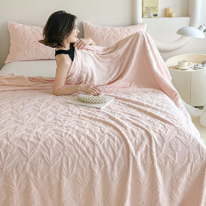 Faux Fur Tulip Textured Plush Blanket - image 4