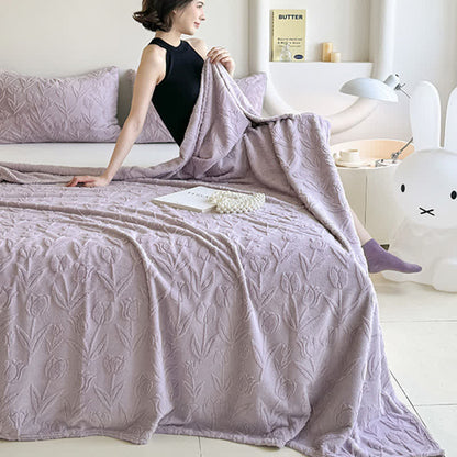 Faux Fur Tulip Textured Plush Blanket - image 15