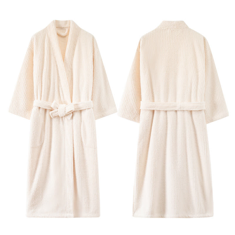 Minimalist Style Solid Plush Robe - image 3