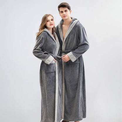 Unisex Fleece Plush Warm Hooded Robe - image 2