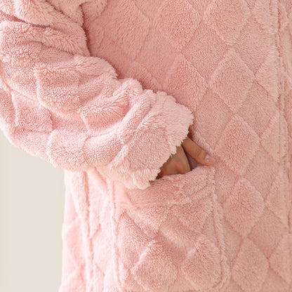 Diamond Textured Zip-Up Plush Robe - image 7