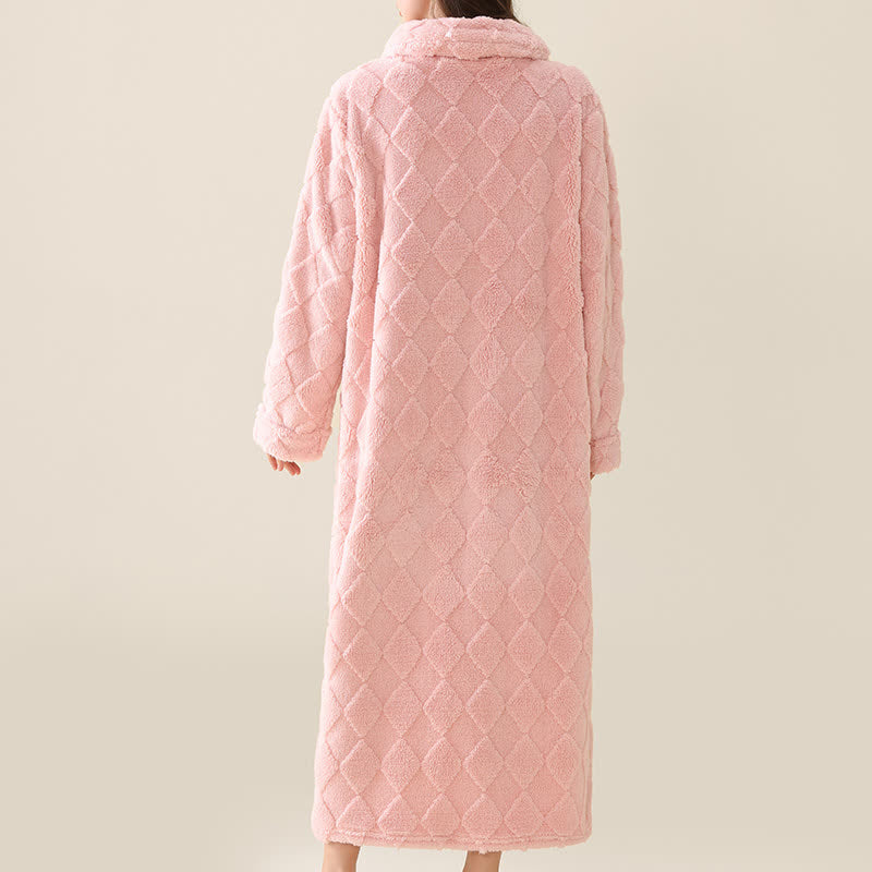 Diamond Textured Zip-Up Plush Robe - image 6