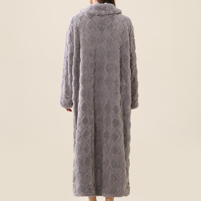 Diamond Textured Zip-Up Plush Robe - image 23