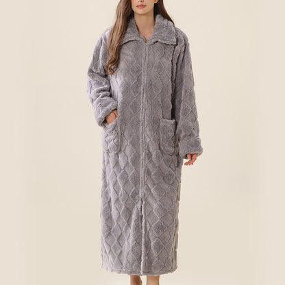 Diamond Textured Zip-Up Plush Robe - image 22