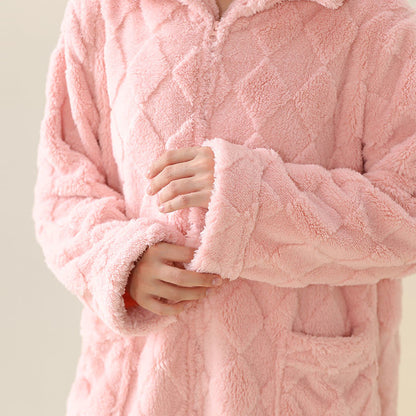 Diamond Textured Zip-Up Plush Robe - image 8