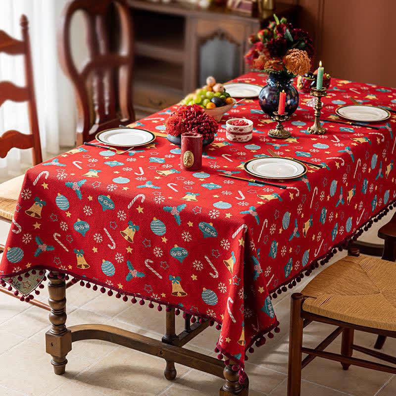 Jingle Bell Print Christmas Tablecloth - image 1