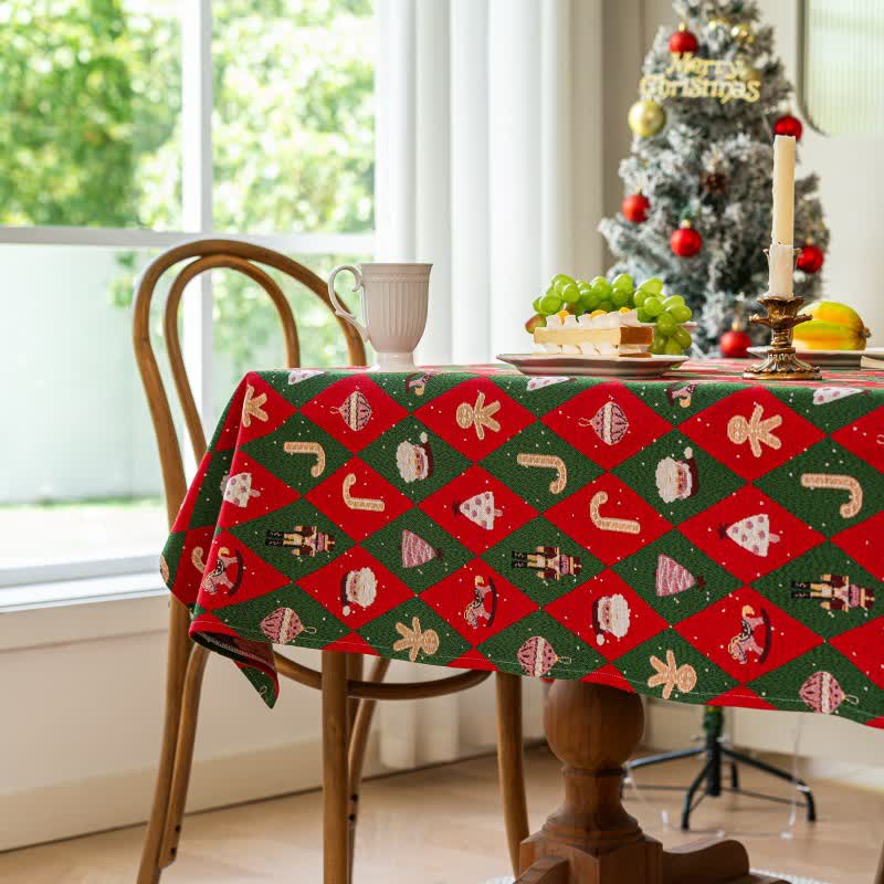 Christmas Inspired Diamond Plaid Tablecloth - 55" x 102" - image 0