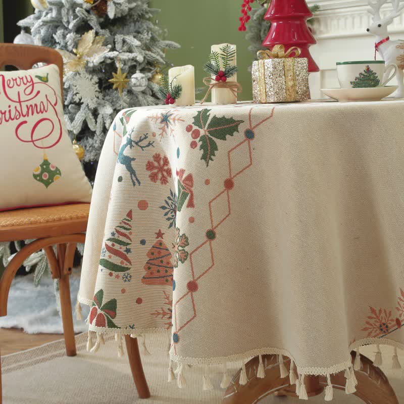 Christmas Bell Elk Tassel Tablecloth - image 3