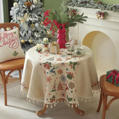 Christmas Bell Elk Tassel Tablecloth - image 1