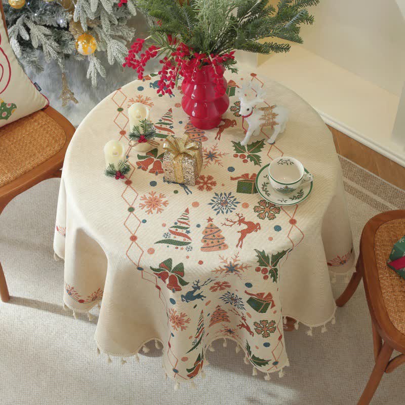 Christmas Bell Elk Tassel Tablecloth - image 2