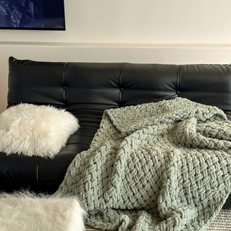 Chunky Knit Hand-Woven Throw Blanket - image 27