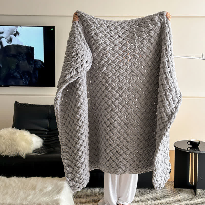 Chunky Knit Hand-Woven Throw Blanket - image 14