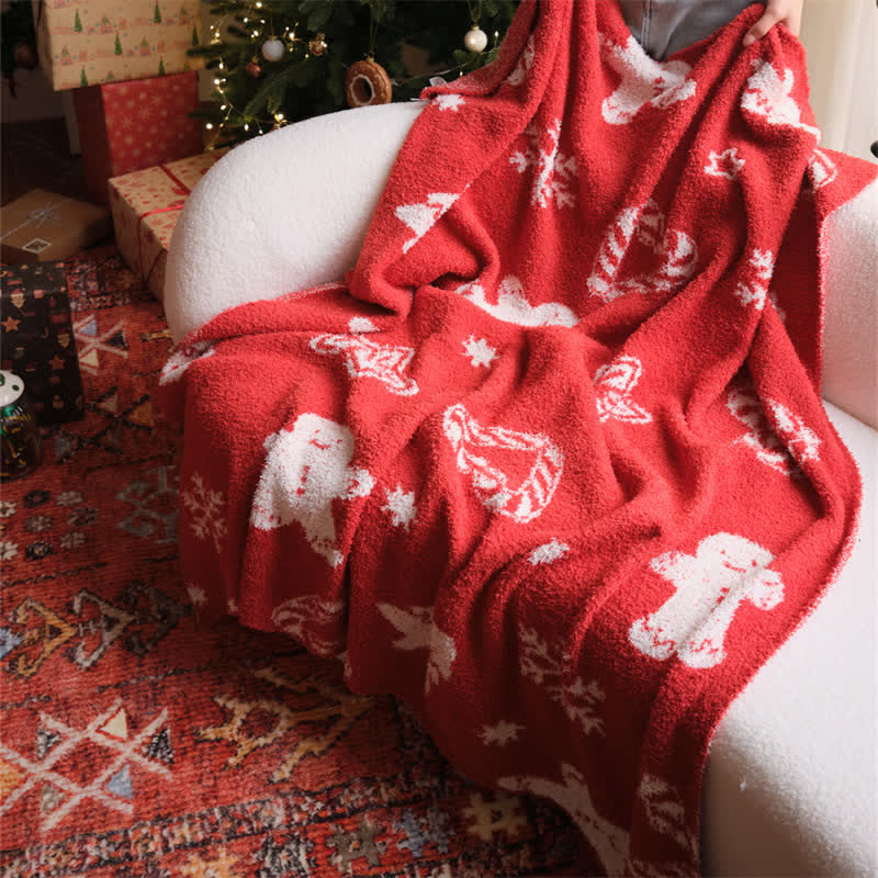 Christmas Gingerbread Man Knit Throw Blanket - 51" x 63" - image 0