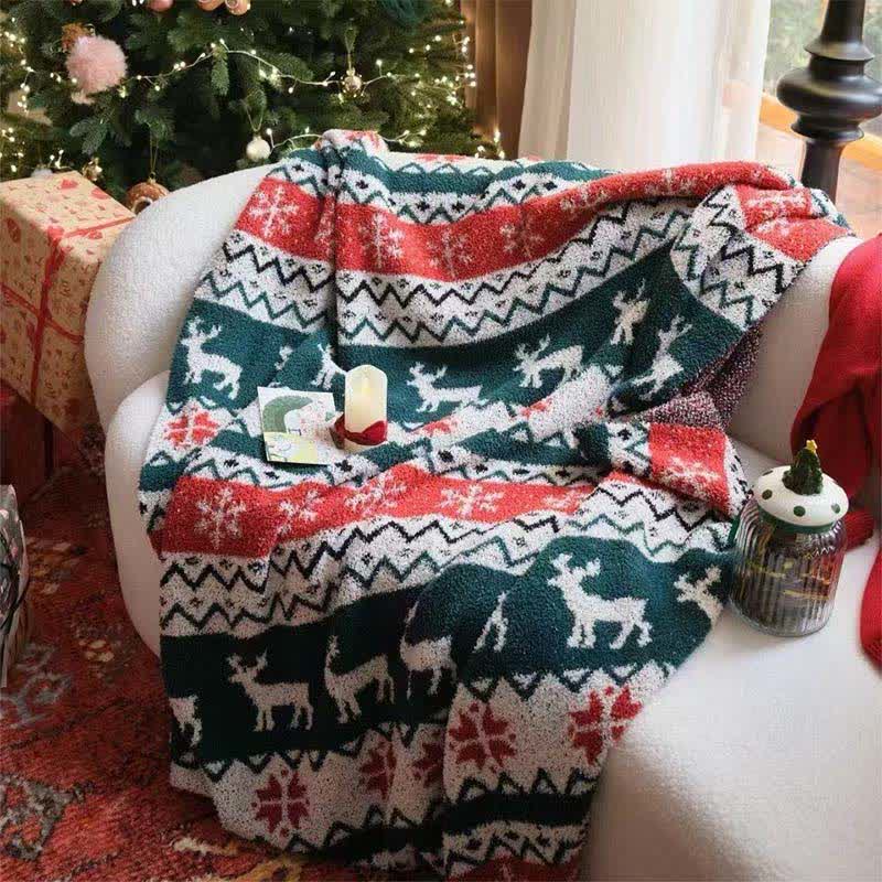Christmas Fair Isle Reindeer Throw Blanket - 51" x 63" - image 0