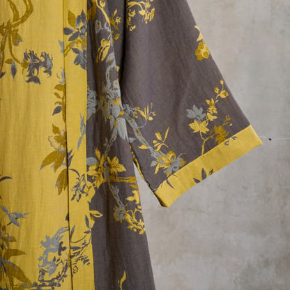 Vintage Floral Leaf Cotton Kimono Robe - image 5