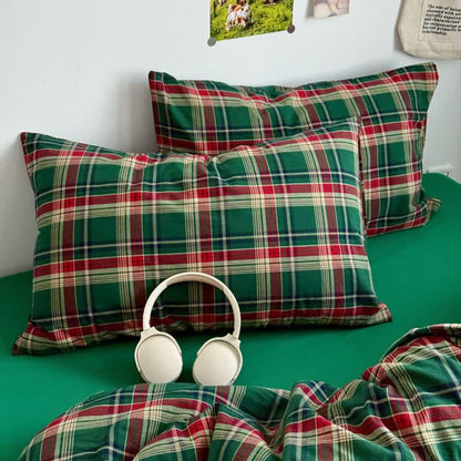 Classic Plaid Cotton Bedding Set - Green - 2PCS Pillowcases - 19" x 29" - image 6