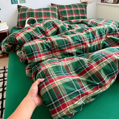 Classic Plaid Cotton Doona Covers Bedding Set - image 3