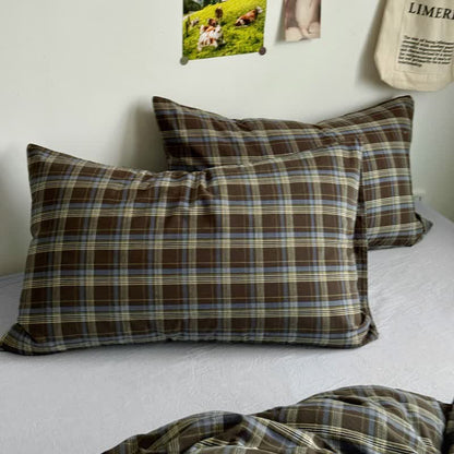 Classic Plaid Cotton Bedding Set - Brown - 2PCS Pillowcases - 19" x 29" - image 21