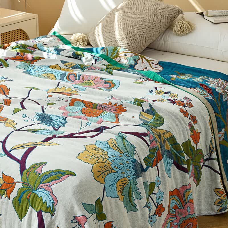 Floral Leaf Jacquard Cotton Gauze Quilt - image 4