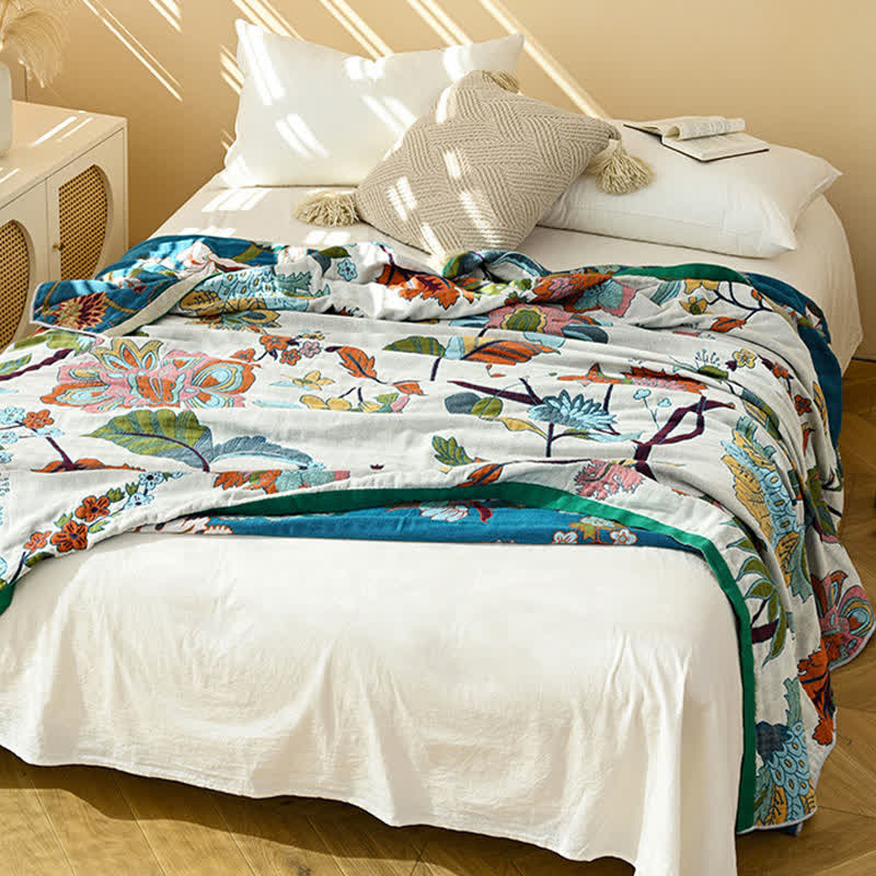 Floral Leaf Jacquard Cotton Gauze Quilt - image 3