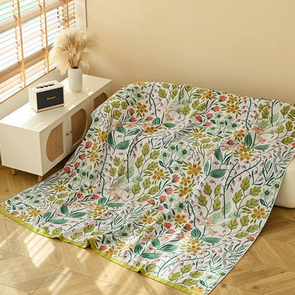 Green Leaf Flower Cotton Gauze Quilt - image 3