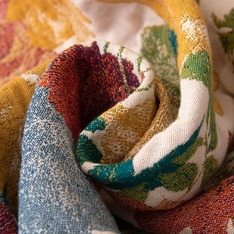 Luxurious Floral Cotton Gauze Tassel Quilt - image 6