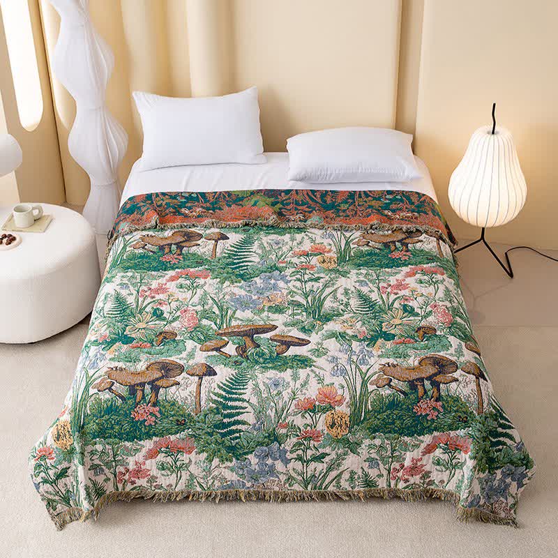 Mushroom Forest Cotton Gauze Tassel Quilt - King - image 0