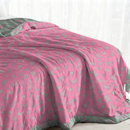 Pink Butterfly Cotton Gauze Jacquard Quilt - image 3