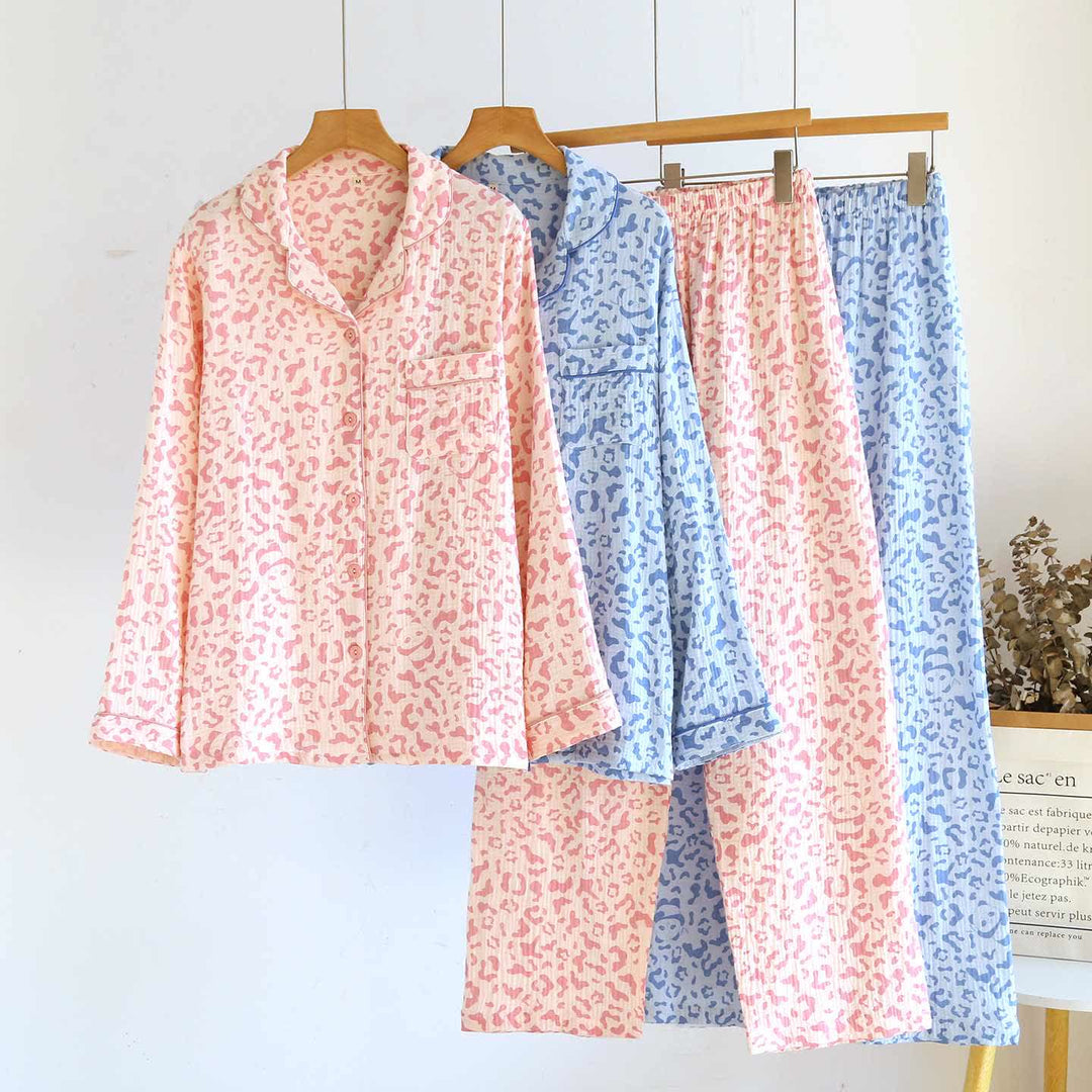 Soft-Tone Leopard Print Cotton Loungewear Set - image 0