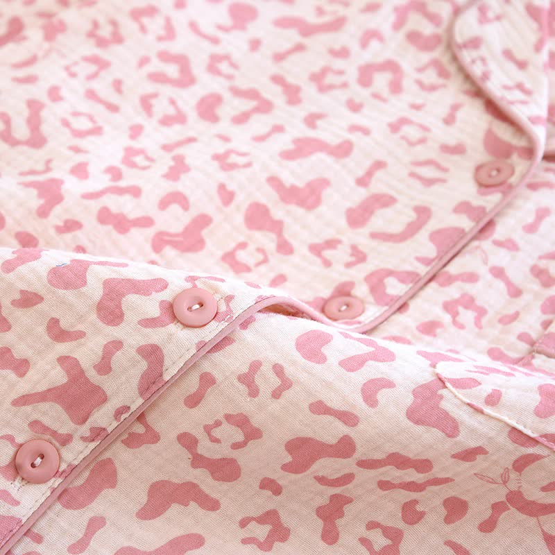 Soft-Tone Leopard Print Cotton Loungewear Set - image 7