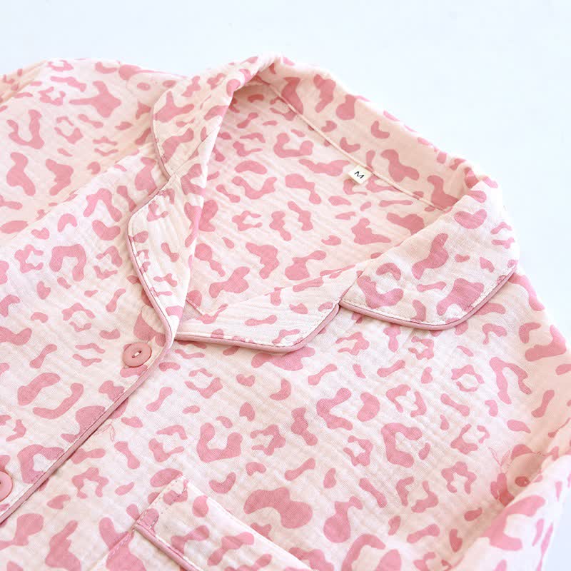 Soft-Tone Leopard Print Cotton Loungewear Set - image 3