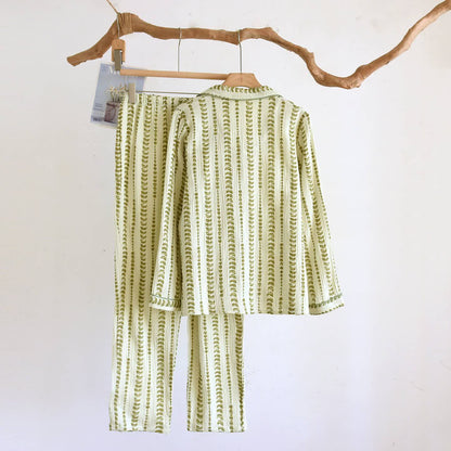 FLeaf Stripe Print Cotton Loungewear Set - image 1
