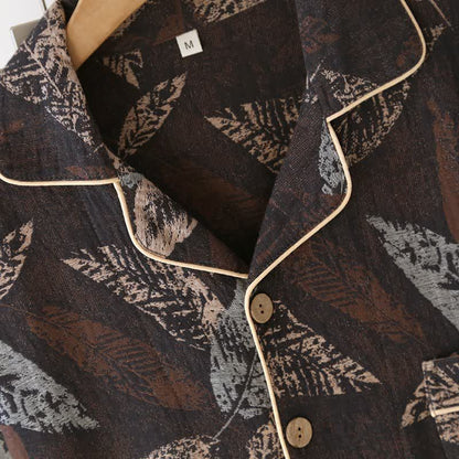 Artistic Leaf Jacquard Cotton Gauze Loungewear - image 3