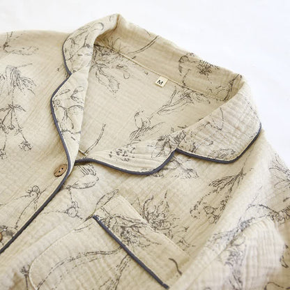 Elegant Vintage Floral Cotton Loungewear Set - image 4