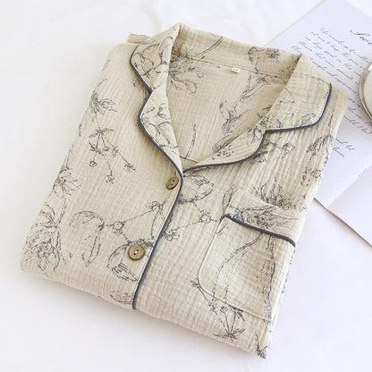 Elegant Vintage Floral Cotton Loungewear Set - image 3