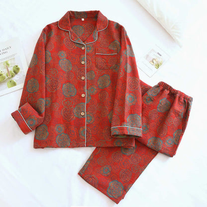 Camellia Pure Cotton Loungewear Set - Red - XL - image 0