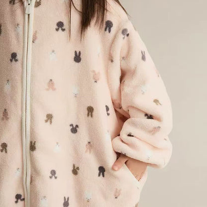 Animal Print Hooded Zip-up Plush Child Robe - image 3