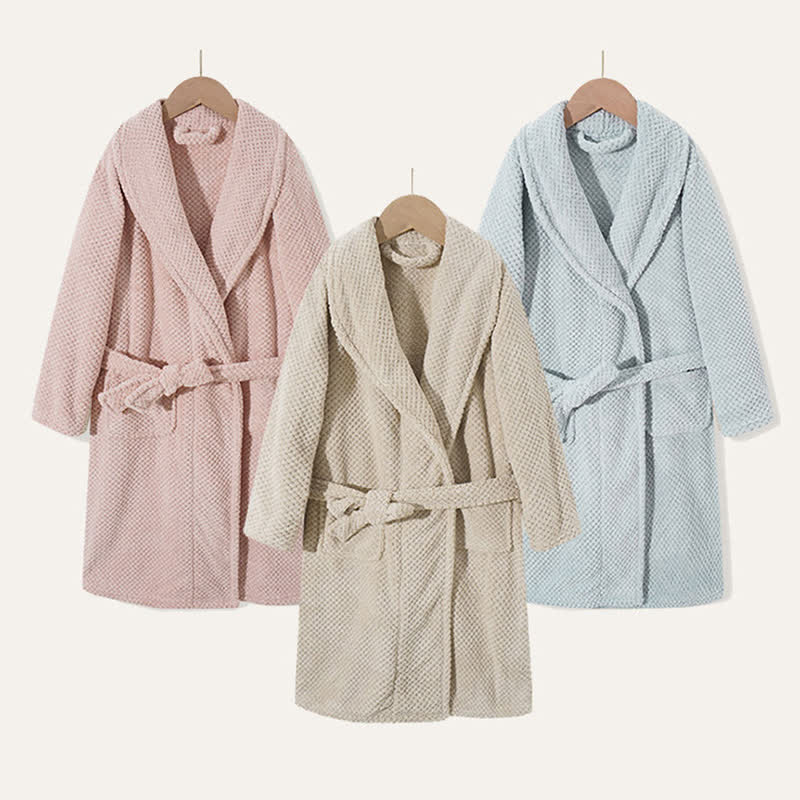 Simple Solid Plush Warm Child Robe - image 1