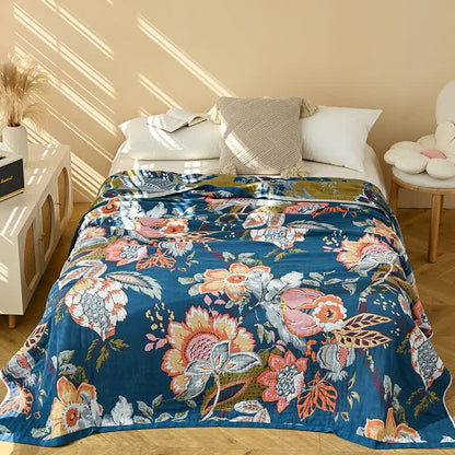 Ownkoti Dreamy Floral Pure Cotton Gauze Quilt - Blue - King - image 5